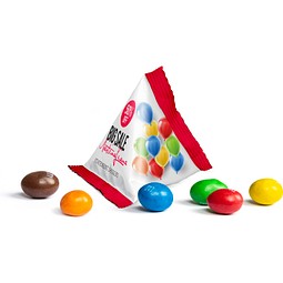 M&M's Peanuts im Mini Tetraeder, 10 g, Folie transparent, inkl. Druck
