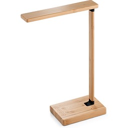 MOREY. Klappbare Schreibtischlampe mit superschnellem kabellosem 15W-Ladegerät aus Bambus, Natur