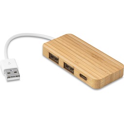MOSER. HUB mit 2 USB-A und 1 USB-C Anschluss aus Bambus, Natur