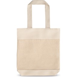 MUMBAI. Tragetasche mit Mesh aus 100% Baumwolle (180 g/m²), Naturhell