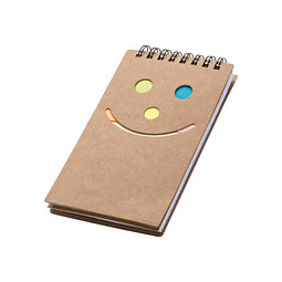Notizblock mit Spiralbindung und einem Smile Gesicht, braun
