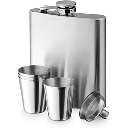 NOVAK. Set aus Edelstahlflasche und Gläsern 200 mL, Silber