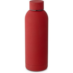 ODIN. Trinkflasche aus Edelstahl (36% recycelt) (550 mL) mit gummierter Oberfläche, Burgunder
