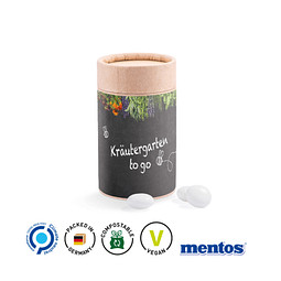 Papierdose Eco Midi mit Mentos Kaudragee Mint, inkl. Druck
