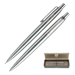 PARKER Schreibset Jotter 2-tlg, blaue Mine, Edelstahl