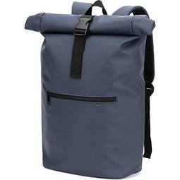 PORTLAND. Roll-Top-Rucksack aus PU mit Laptopfach, 16“, Blau