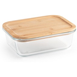 PORTOBELLO. Lunchbox. Hermetische Dose aus Borosilikatglas und Bambusdeckel 1000 mL, Natur