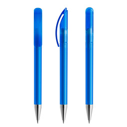 prodir® Drehkugelschreiber DS 3 mit Metallspitze, blaue Mine, mittelblau gefrostet