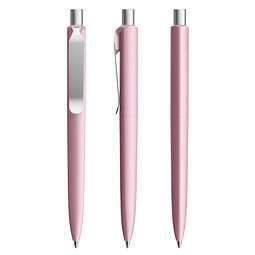 prodir® Druckkugelschreiber DS8 Soft Touch PSR Push, blaue Mine, rosé/silber satiniert
