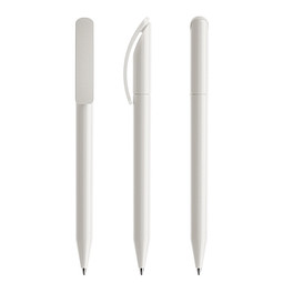 prodir® Drehkugelschreiber DS3 TPP Twist, blaue Mine, weiß/poliert