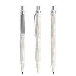 prodir® Druckkugelschreiber QS20 PQS Stone, blaue Mine, dolomitweiß/silber satiniert