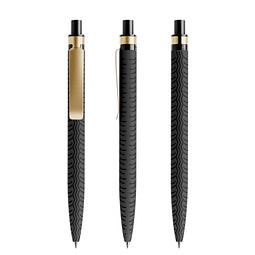 prodir® Druckkugelschreiber QS03 Soft Touch PRS Push, blaue Mine, schwarz/gold