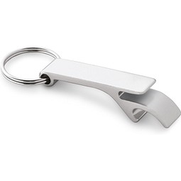 RE-BAITT. Schlüsselanhänger mit Kapselöffner aus recyceltem Aluminium, Satinsilber