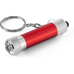 RE-LERGAN. Schlüsselanhänger aus Aluminium (92% recycelt) mit 3-Licht-LED-Taschenlampe, Rot
