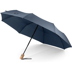 RIVER. Faltbarer Regenschirm aus recyceltem Polyester (100% rPET) 190T Pongé mit automatischer Öffnung und Schließung, Blau