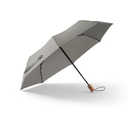 RIVER. Faltbarer Regenschirm aus recyceltem Polyester (100% rPET) 190T Pongé mit automatischer Öffnung und Schließung, Hellgrau