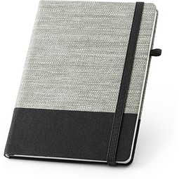ROUSSEAU. A5-Notizbuch aus Strohfaser und Baumwoll-Canvas mit linierten Seiten, Schwarz