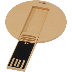 Runder ausklappbarer USB Stick, Kraftpapier, 1GB