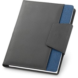 RUSSEL. Notizbuch A5 aus PU und Polyestergewebe mit Magnetverschluss mit unbedruckte Seiten, Blau