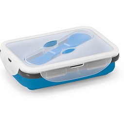 SAFFRON. Lunchbox. Faltbare hermetische Frischhaltebox aus Silikon und PP 640 mL, Blau