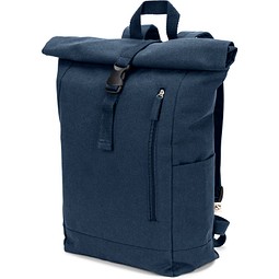 SAINT. Roll-Top-Rucksack aus recyceltem Baumwolle und recyceltem Polyester (380 g/m²), Blau