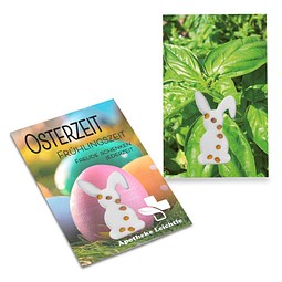 Samen-Karte-Mini Ostern, Basilikum, 2-seit. Druck