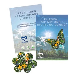 Samenpapier auf A6-Karte, Blümchen, 2-seit. Druck
