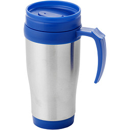 Sanibel Isolierbecher, 400 ml, silber,blau