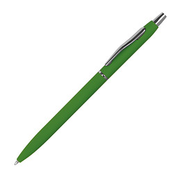 Schlanker, gummierter Kugelschreiber, schwarze Mine, grün