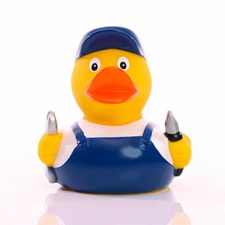 Schnabels® Bade-Ente Schrauber, gelb/blau