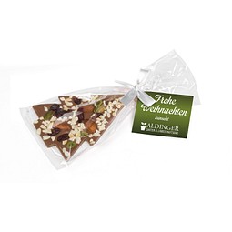 Schoko Christmas Tree, Vollmilchschokolade & Nüsse, Weiße Schleife, inkl. Druck