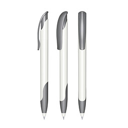 senator® Druckkugelschreiber Challenger Polished Basic SG, blaue Mine, weiß,grau cool gray 9