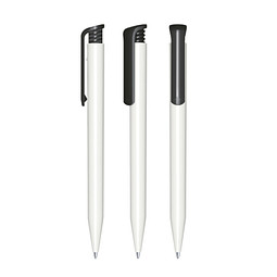 senator® Druckkugelschreiber Super Hit Polished Basic, blaue Mine, weiß,schwarz