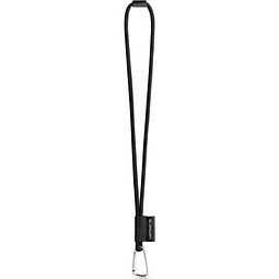 SET Lanyard TUBE Long (Ø 7 mm) mit 55 mm D-förmigem Karabiner und Ø 7 mm Sicherheitsverschluss, 300 - Schwarz