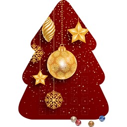 Shape Adventskalender Tannenbaum, Lindt LINDOR Minikugeln, Christbaumkugeln Gold