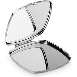 SHIMMER. Doppelter Taschenspiegel aus Metall, Silber