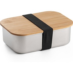 SHINO. Frischhaltebox (800 mL) aus Edelstahl und Deckel aus Bambus, Natur