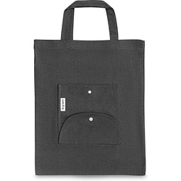 SIENA. Faltbare Tasche aus Baumwolle (50%), receycelte Baumwolle (30%) und Polyester (20% rPET) (140 g/m²), Schwarz