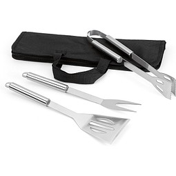 SOARES. Grill - Set aus Edelstahl 3-teilig bestehend, Schwarz