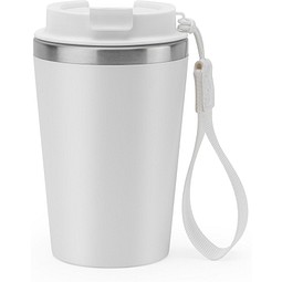 SPITZ. Reisebecher aus Edelstahl (90 % recycelt) und Außenwand aus PP mit matter Oberfläche 440 ml, Weiß