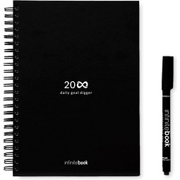 STARTER KIT INFINITE PLANNER A5. Set bestehend aus einem "Infinity Tagebuch", Reinigungsset, Marker und Markerhalter, Schwarz