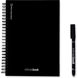 STARTER KIT INFINITEBOOK A5. Kit bestehend aus einem "Infinitebook", Reinigungsset, Marker und Markerhalter, Schwarz
