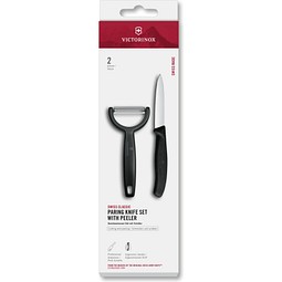 Swiss Classic, Gemüsemesser mit Y-Schäler, 2tlg, schwarz