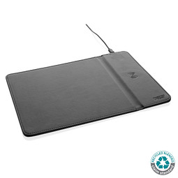 Swiss Peak RCS recyceltes 10W Wireless-Charging PU Mauspad, schwarz