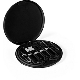 SYSTROM. Superschnelles Ladekabel und Adapter-Set aus Recyceltes ABS (100% rABS), Schwarz
