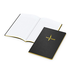 Geiger-Notes Tablet-Book A5 schwarz, Farbschnitt und Prägung in gelb
