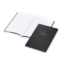 Geiger-Notes Tablet-Book A5 schwarz, Farbschnitt und Prägung in blau