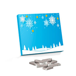 Täfelchen Adventskalender Graspapier, Alpenmilch Schokotäfelchen, inkl. Druck