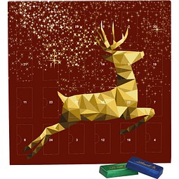 Täfelchen Adventskalender, Lindt Schokotäfelchen, Rentier, Gold