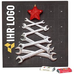 Täfelchen Adventskalender, share Schokotäfelchen, Schraubenschlüssel-Tanne
